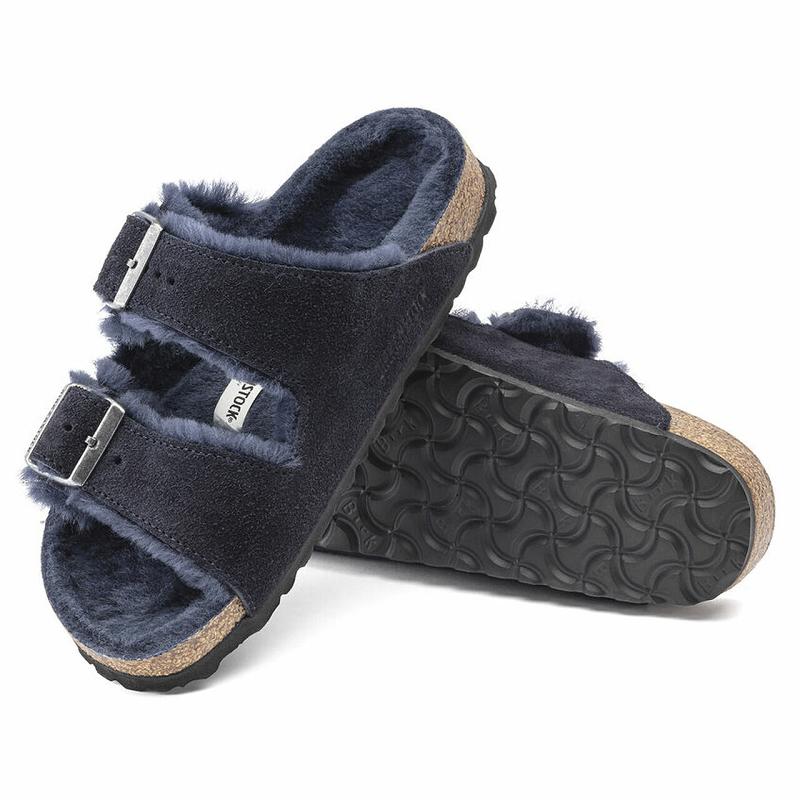 Birkenstock Shearling Ruskind Læder Arizona Dame Blå | DK 80AHK